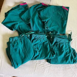 X3 Sets - Hunter Green Joggers and Scrub Tops